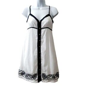 Vintage Roxy Womens Black White Floral Sleeveless Summer Dress